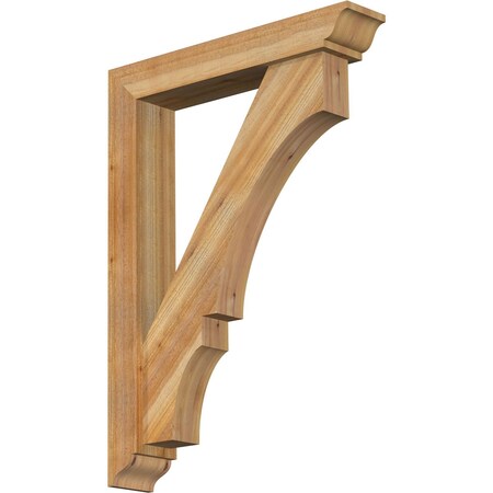 Ekena Millwork Balboa Traditional Rough Sawn Bracket w/ Offset Brace, Western Red Cedar, 6"W x 32"D x 44"H BKT0604X32X44BOA01RWR